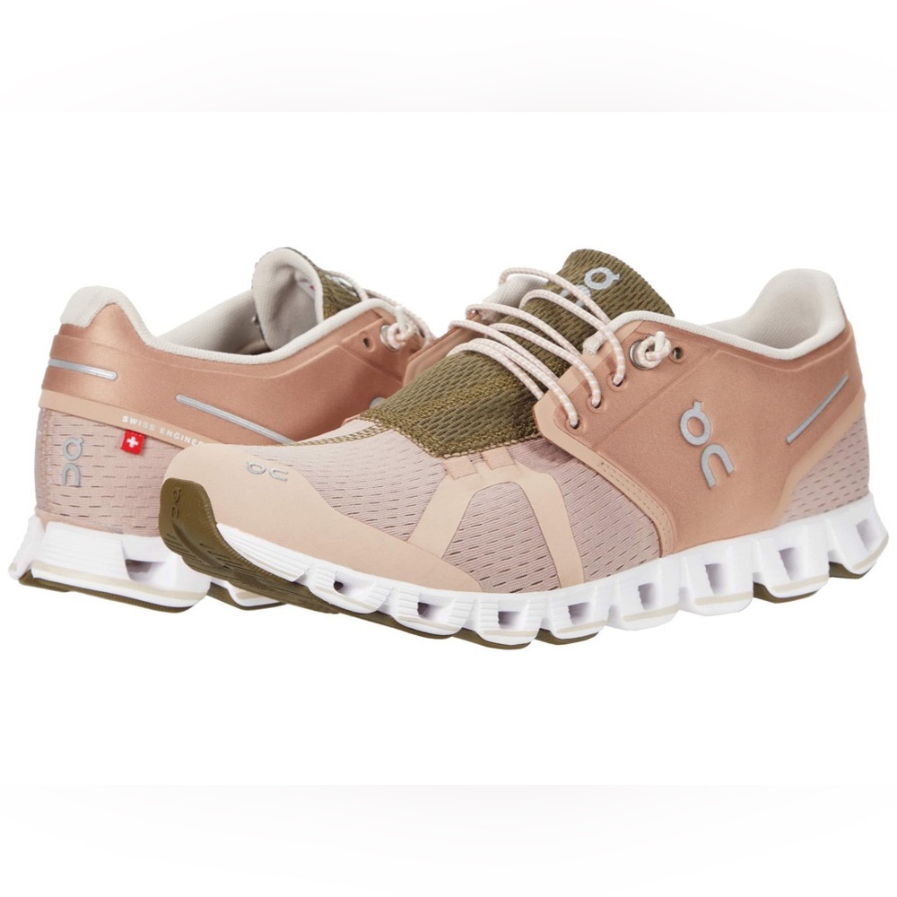 Women’s On cloud Olive Green and blush 8.5